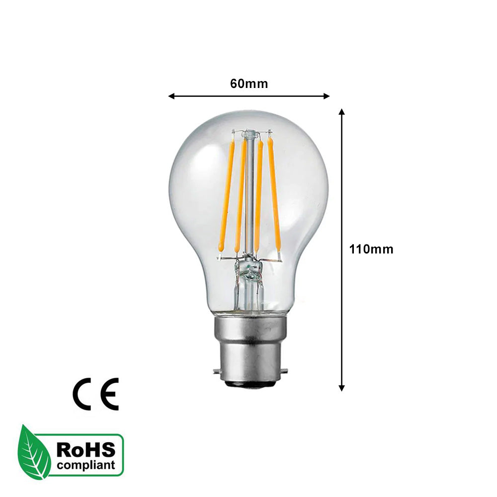 A60 B22 / E27 - 4W / 8W Edison Dimmable LED Bulbs - Vintage Amber / Cool White - 2 Pack
