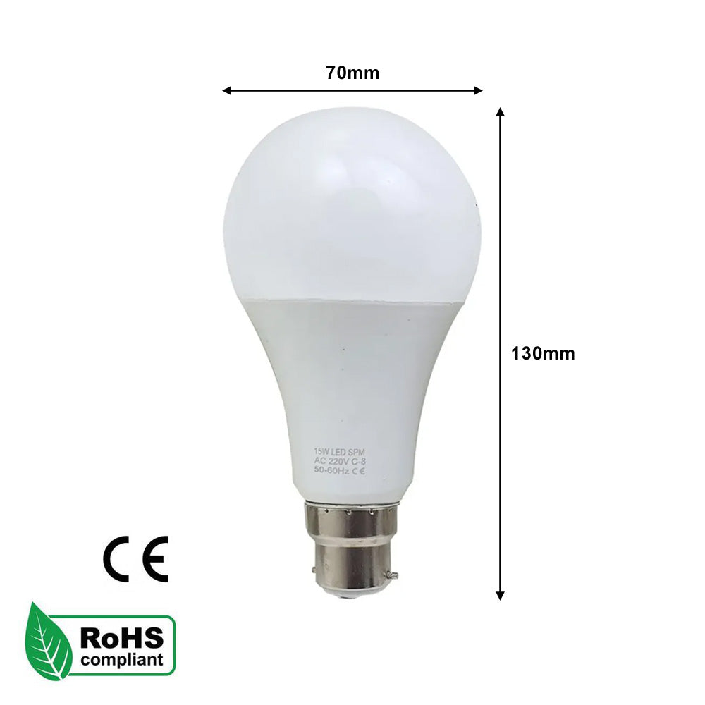 B22 15W LED Non Dimmable Energy Saving Light Bulbs - Warm White