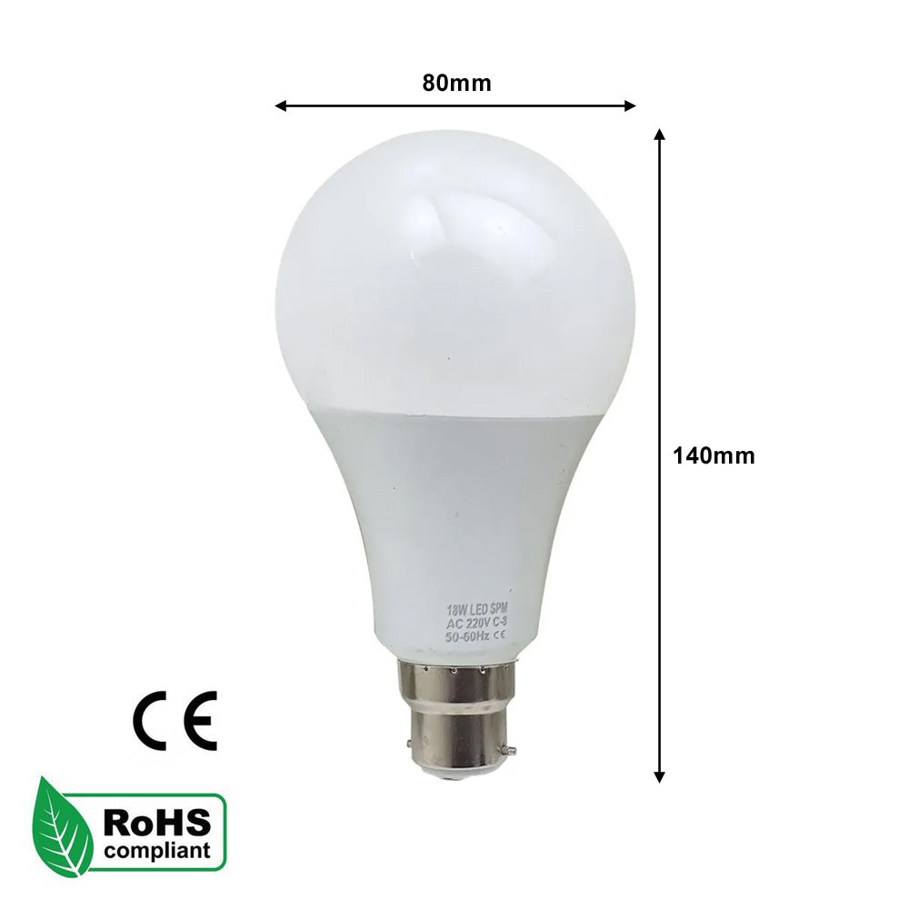 B22 18W LED Non Dimmable Energy Saving Light Bulbs - Warm White