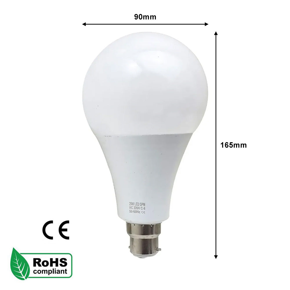 B22 25W LED Non Dimmable Energy Saving Light Bulbs - Warm White