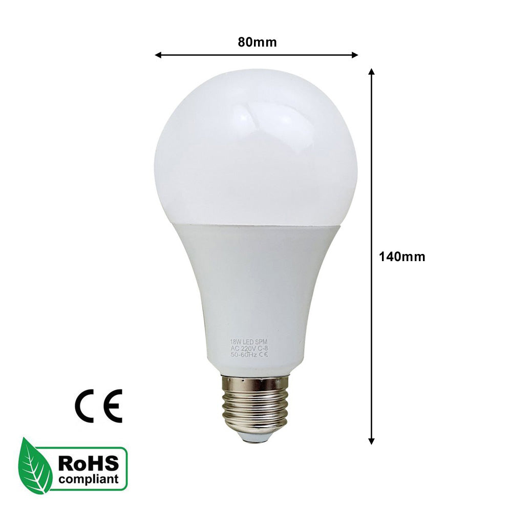 E27 18W LED Non Dimmable Energy Saving Light Bulbs - Cool White