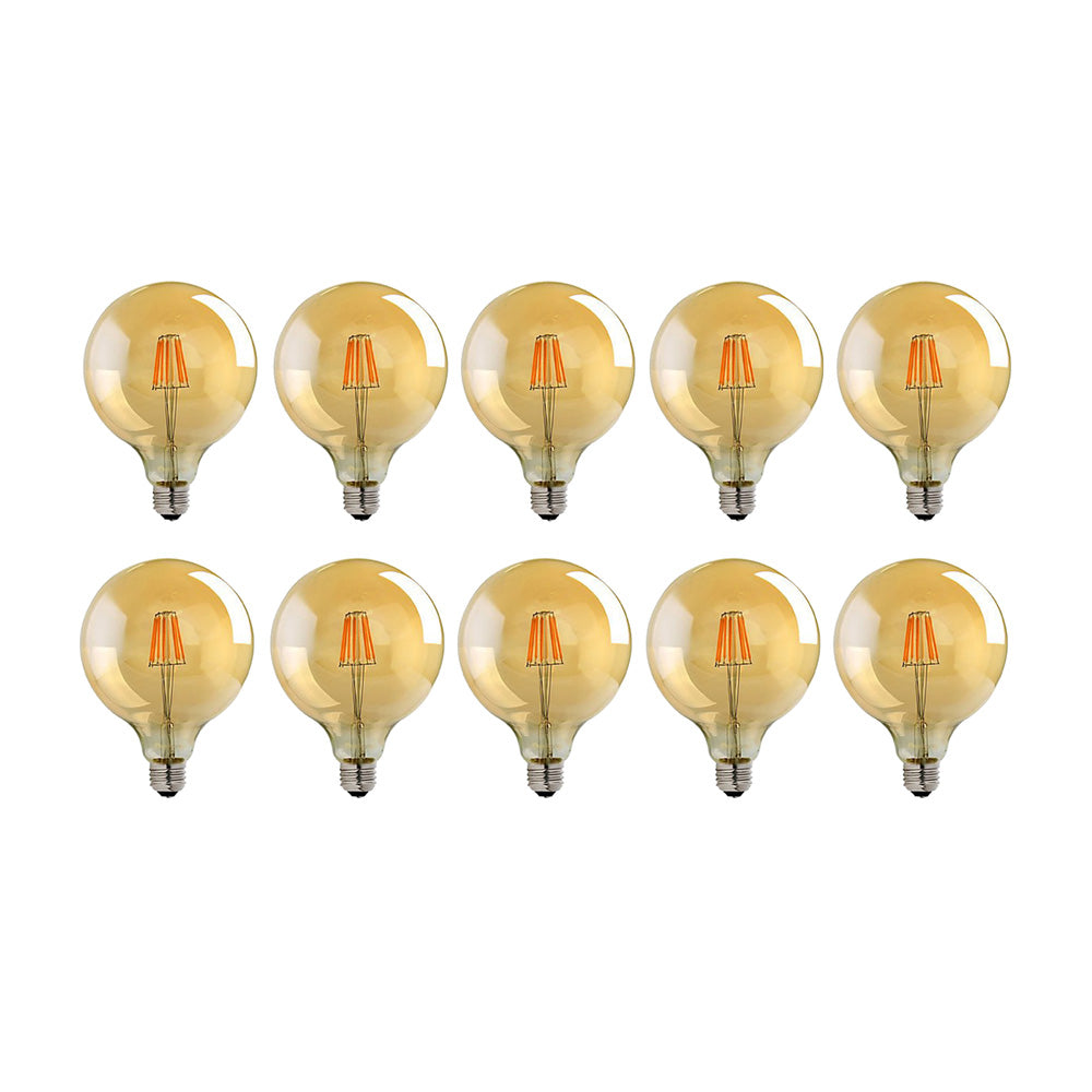 G125 E27 8W Edison Dimmable LED Bulbs - Vintage Amber - Warm White - 10 Pack