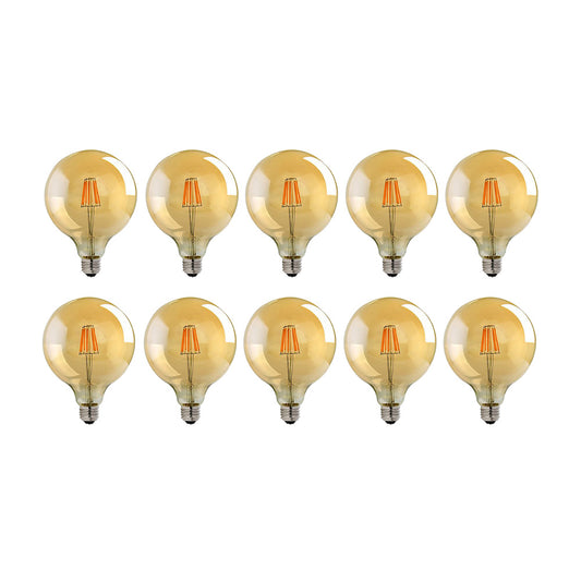G125 E27 8W Edison Dimmable LED Bulbs - Vintage Amber - Warm White - 10 Pack