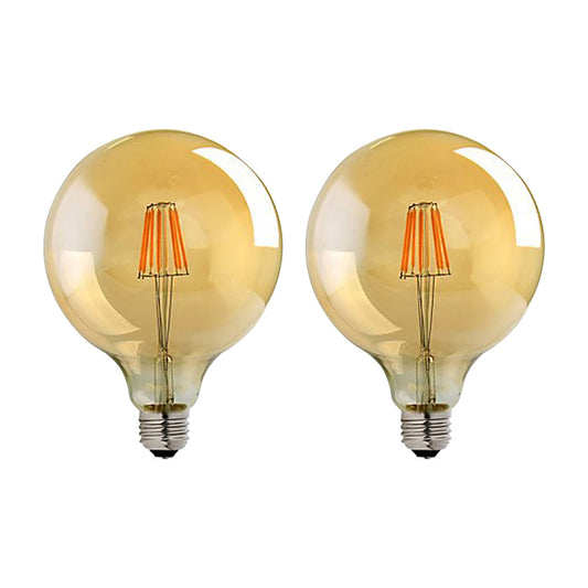 G125 E27 8W Edison Dimmable LED Bulbs - Vintage Amber - Warm White - 2 Pack