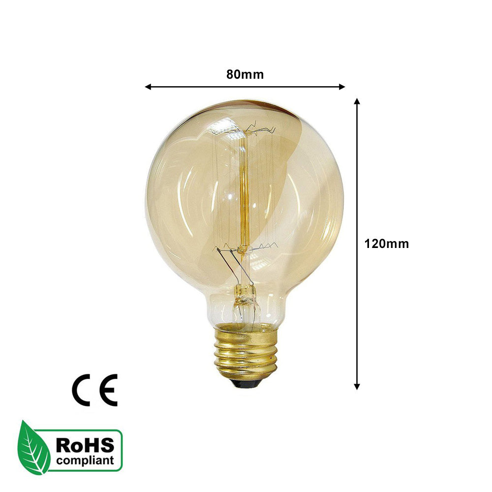 G80 E27 60W Edison Dimmable Bulb - Vintage Amber - Warm White