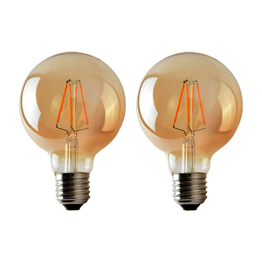 G95 E27 4W Edison Dimmable LED Bulbs - Vintage Amber - Warm White - 2 Pack