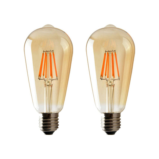 ST64 E27 6W Edison Dimmable LED Bulbs - Vintage Amber - Warm White - 2 Pack