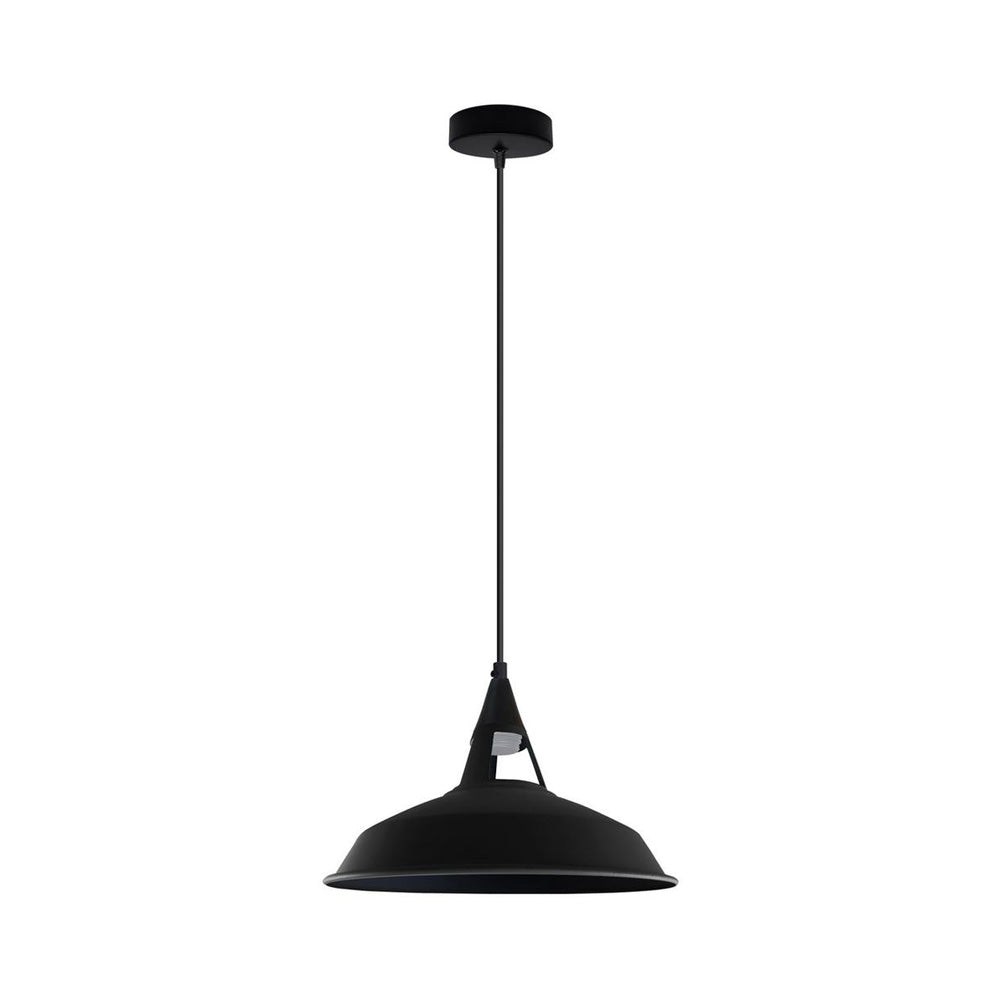 Black (Black Inner) Barn Style Industrial Pendant Light - Without Chain