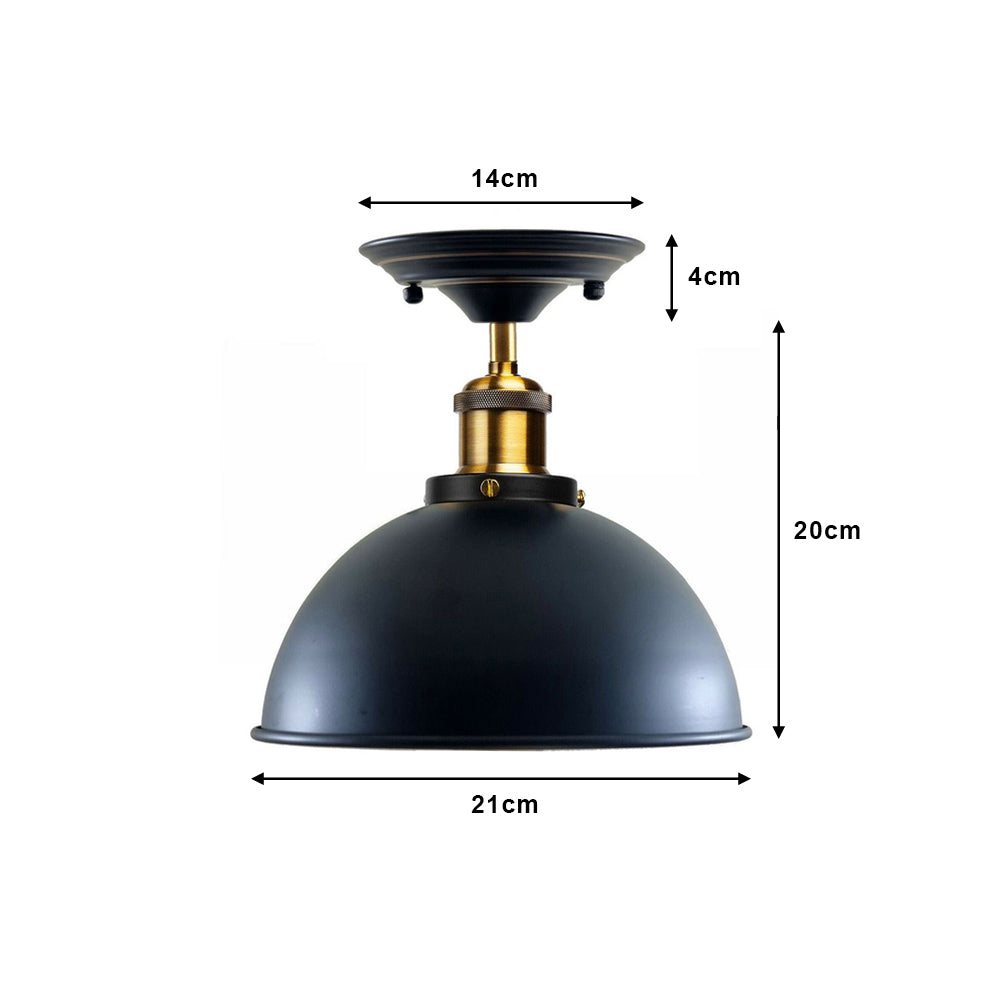 Rustic Red Dome Vintage Style Ceiling Light - Flush Mounted