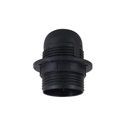 Black E27 Plastic Pendant Lamp Holder with Removable Lampshade Collar - Bulb Holder