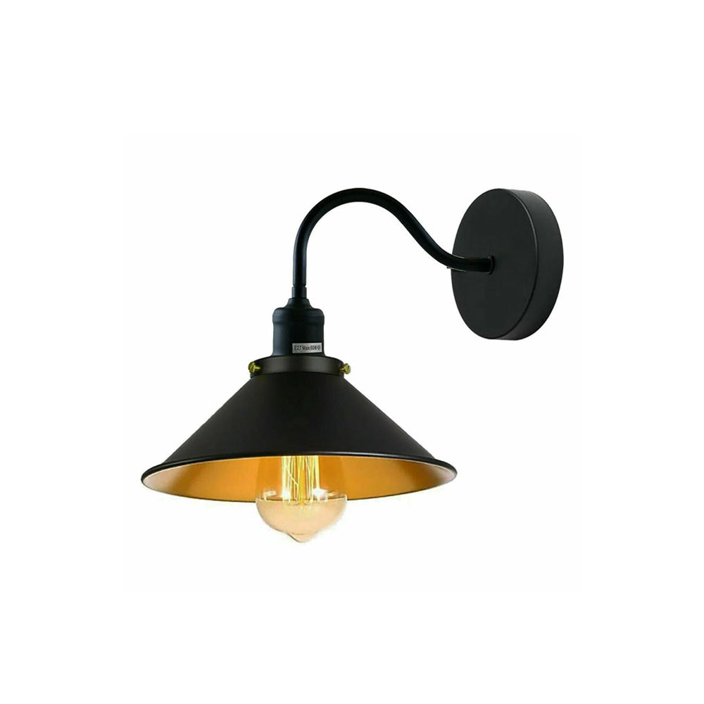 Black (Gold Inner) Retro Swan Neck Wall Light
