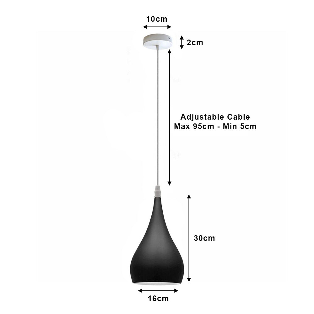 Black & White Teardrop Pendant Light