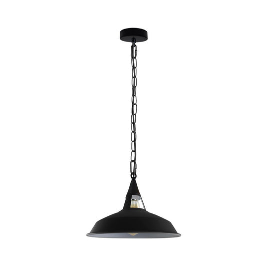 Barn Style Industrial Pendant Light in 5 Colours - With Chain