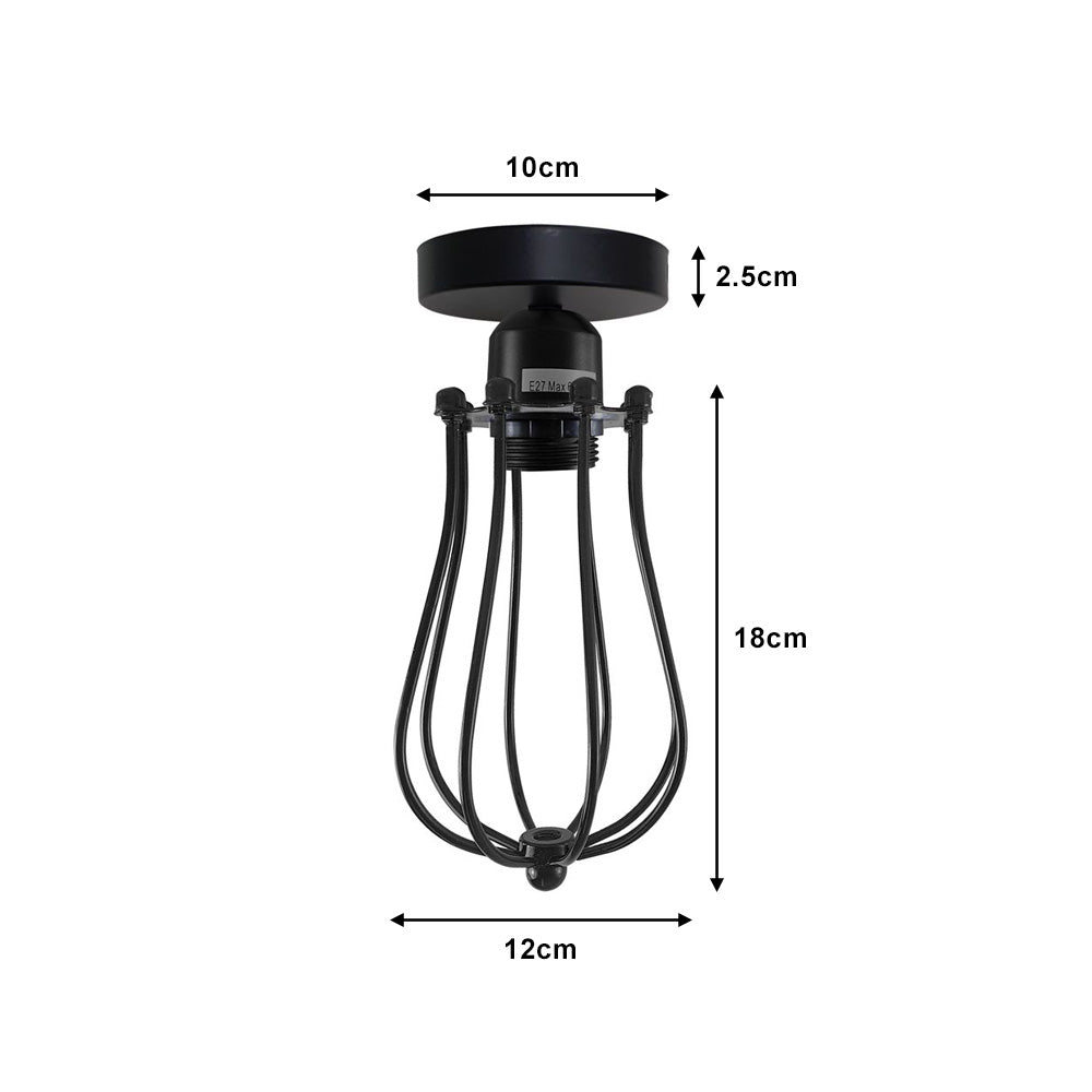 Black Balloon Cage Industrial Ceiling Light - Without Bulb