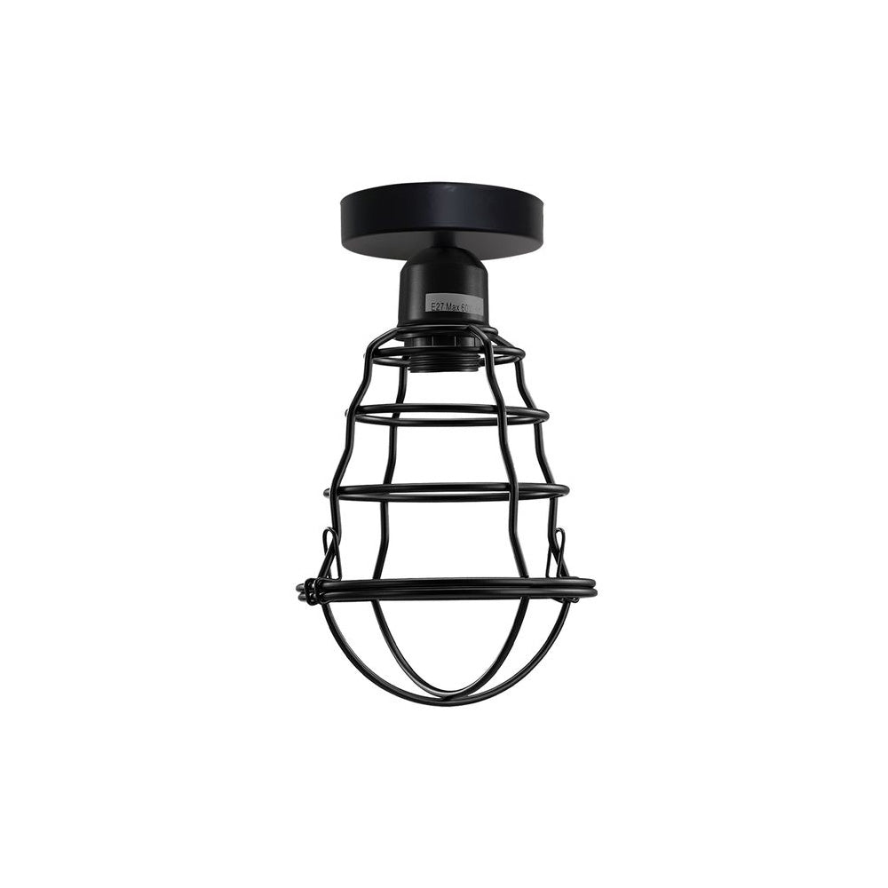 Black Cage Industrial Ceiling Light - Without Bulb