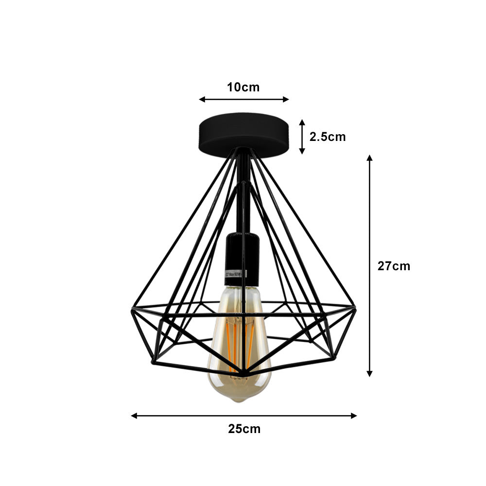 Black Diamond Cage Ceiling Lights - 2 Pack