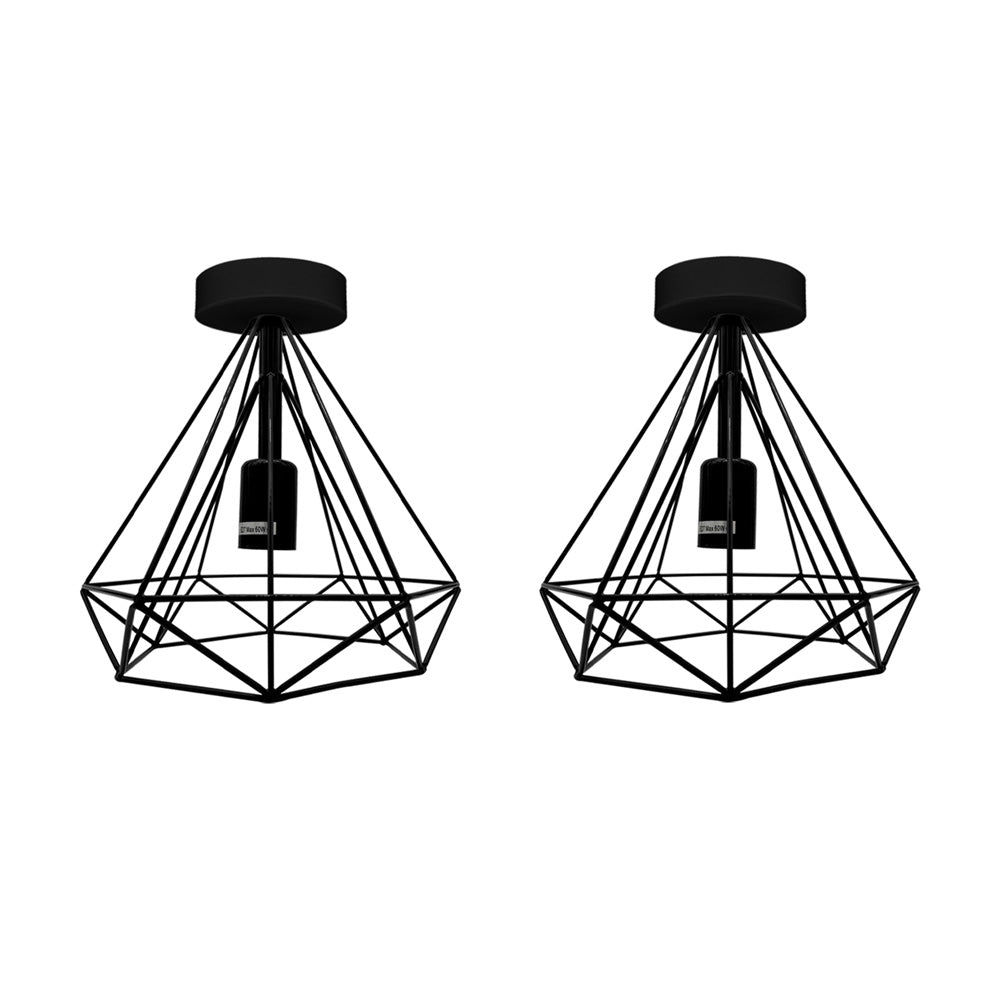 Black Diamond Cage Ceiling Lights - 2 Pack
