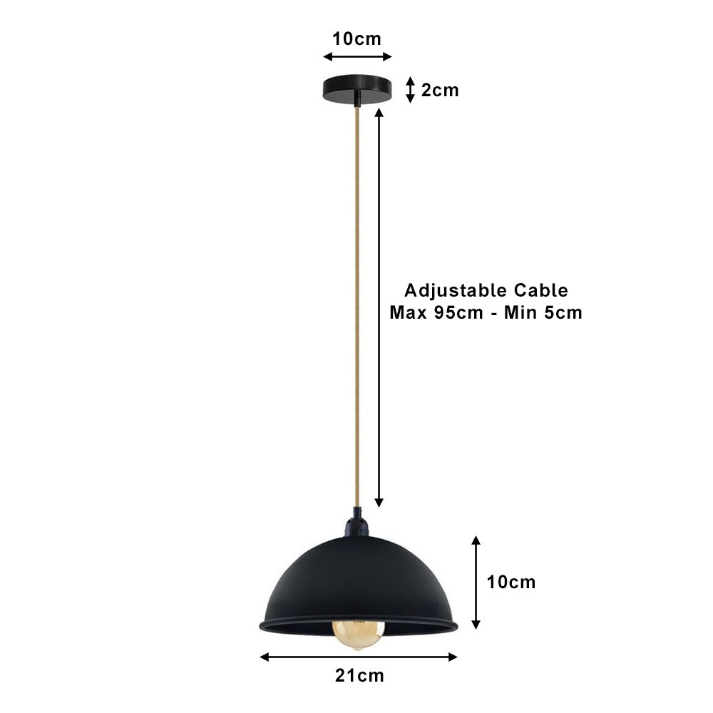 Black Small Dome Pendant Light - Black Inner