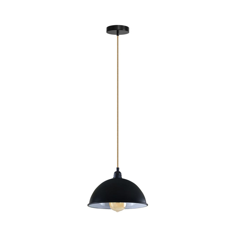 Black Small Dome Pendant Light - White Inner
