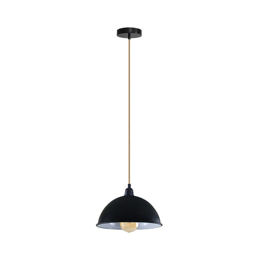 Black Small Dome Pendant Light - White Inner