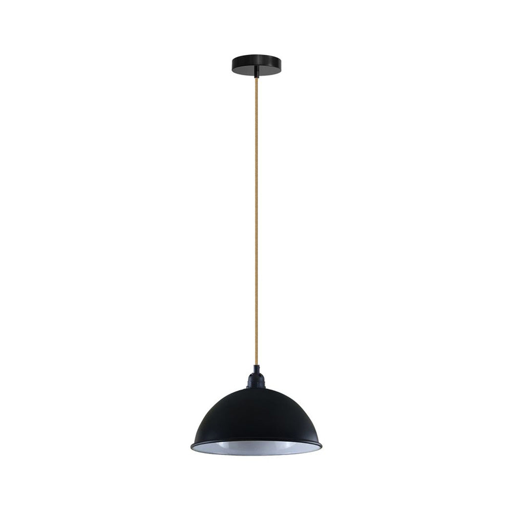 Black Small Dome Pendant Light - White Inner