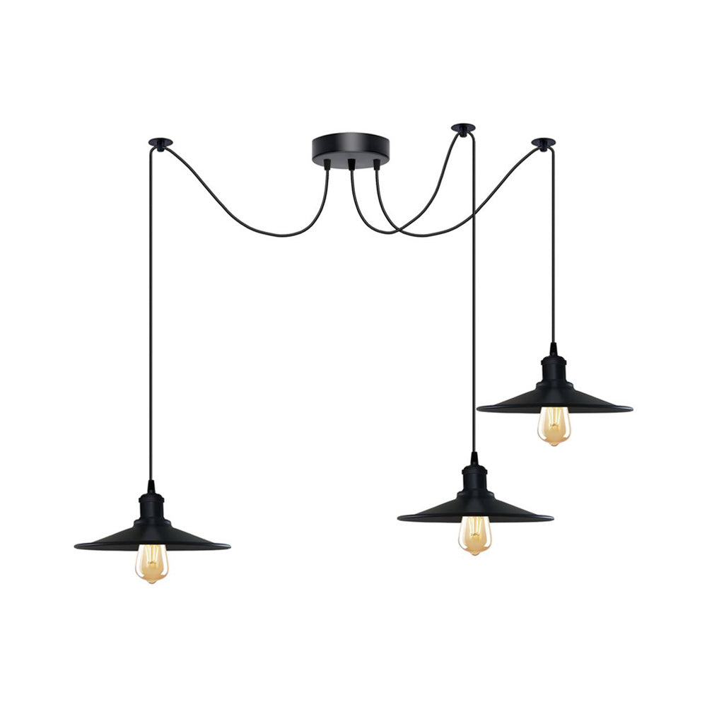 Black Vintage Spider 3 Pendant Ceiling Light - With Bulbs
