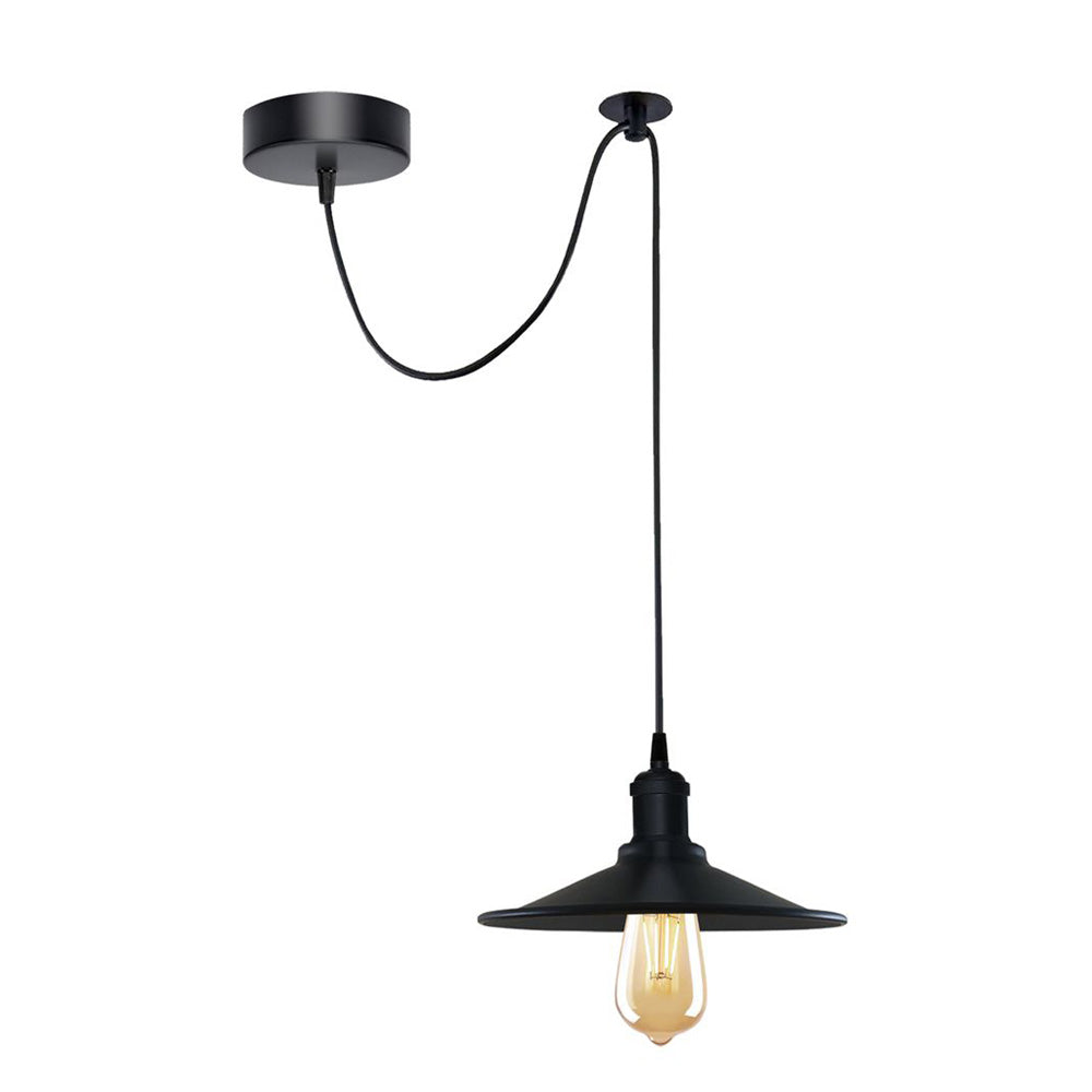 Black Vintage Adjustable Pendant Light - With Bulb