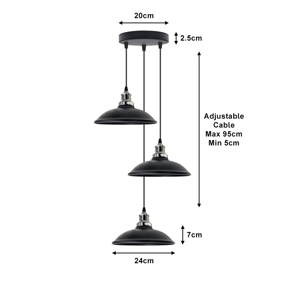 Vintage Industrial Triple Pendant Light