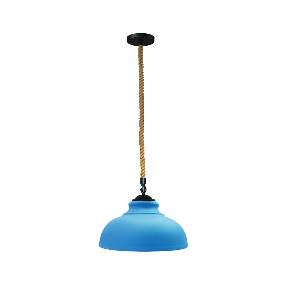Blue Dome Vintage Rope Pendant Light