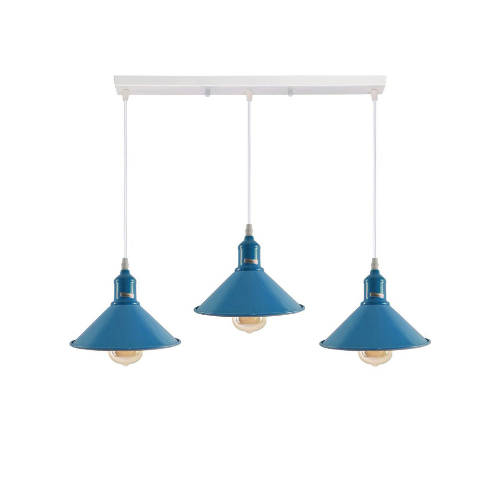 Cone Industrial Style 3 Light Pendant in 9 Colours
