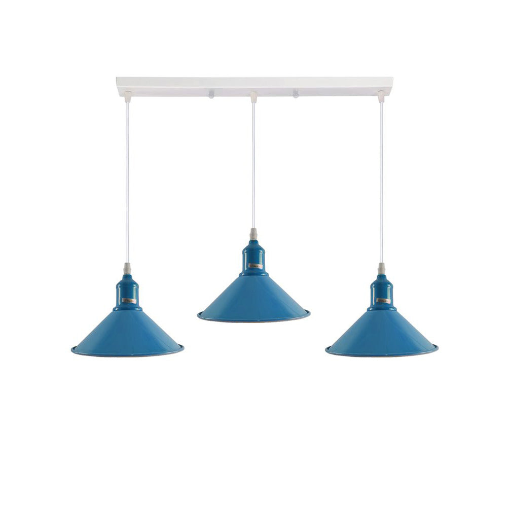 Cone Industrial Style 3 Light Pendant in 9 Colours