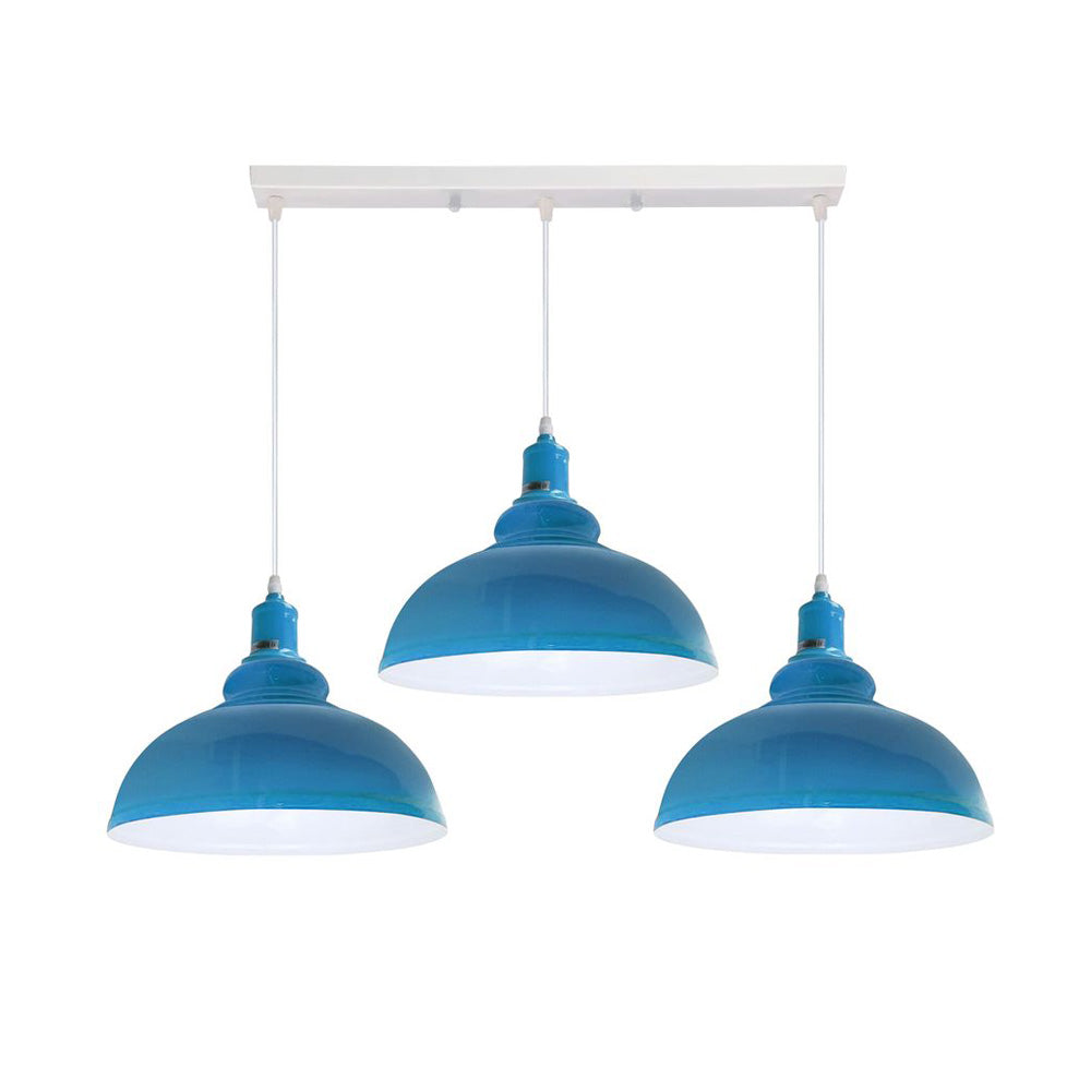 Dome Vintage Style 3 Light Pendant in 8 Colours