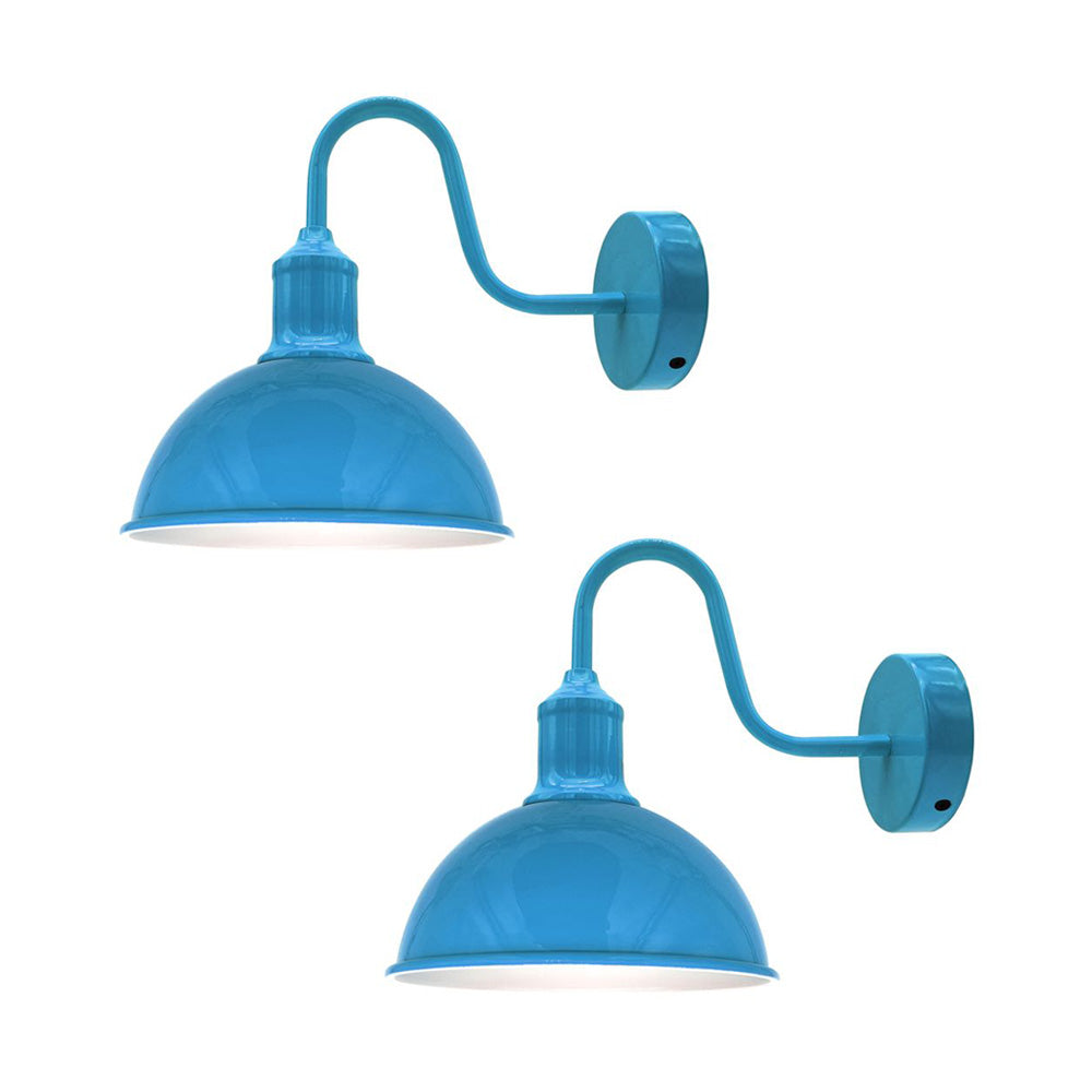 Dome Industrial Swan Neck Wall Lights - 2 Pack