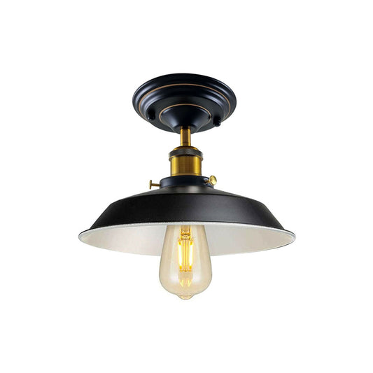 Black Bowl Vintage Style Ceiling Light - Flush Mounted