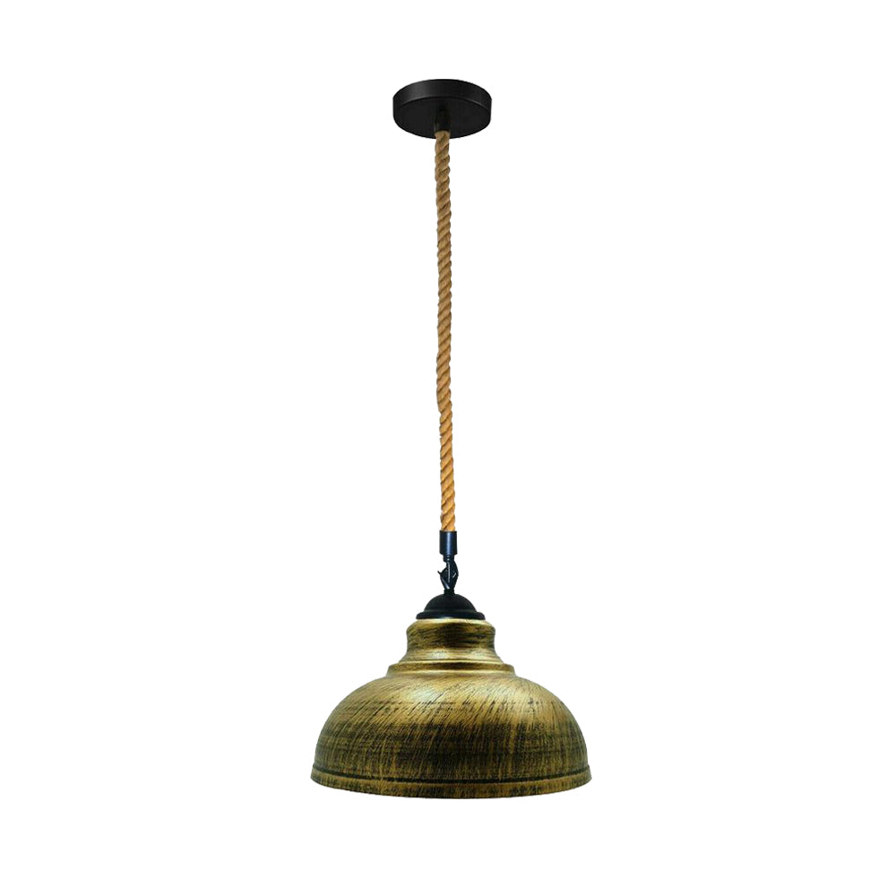 Brushed Brass Dome Vintage Rope Pendant Light