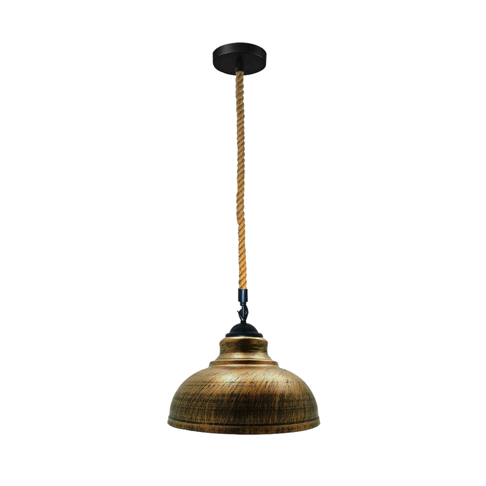 Brushed Copper Dome Vintage Rope Pendant Light