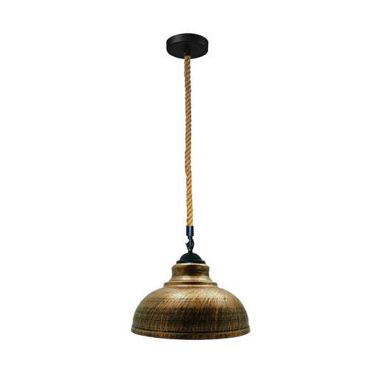 Brushed Copper Dome Vintage Rope Pendant Light