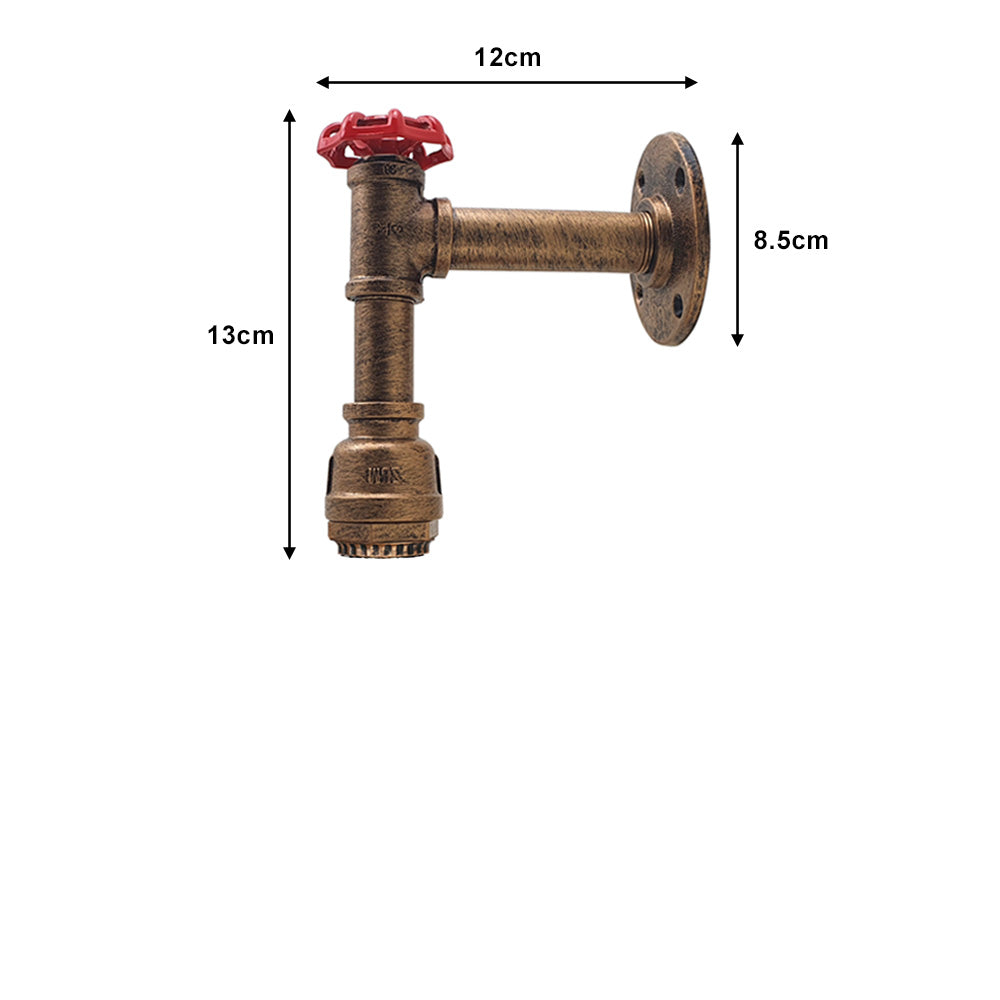 Brushed Copper Steampunk Water Pipe Wall Light - With Bulb