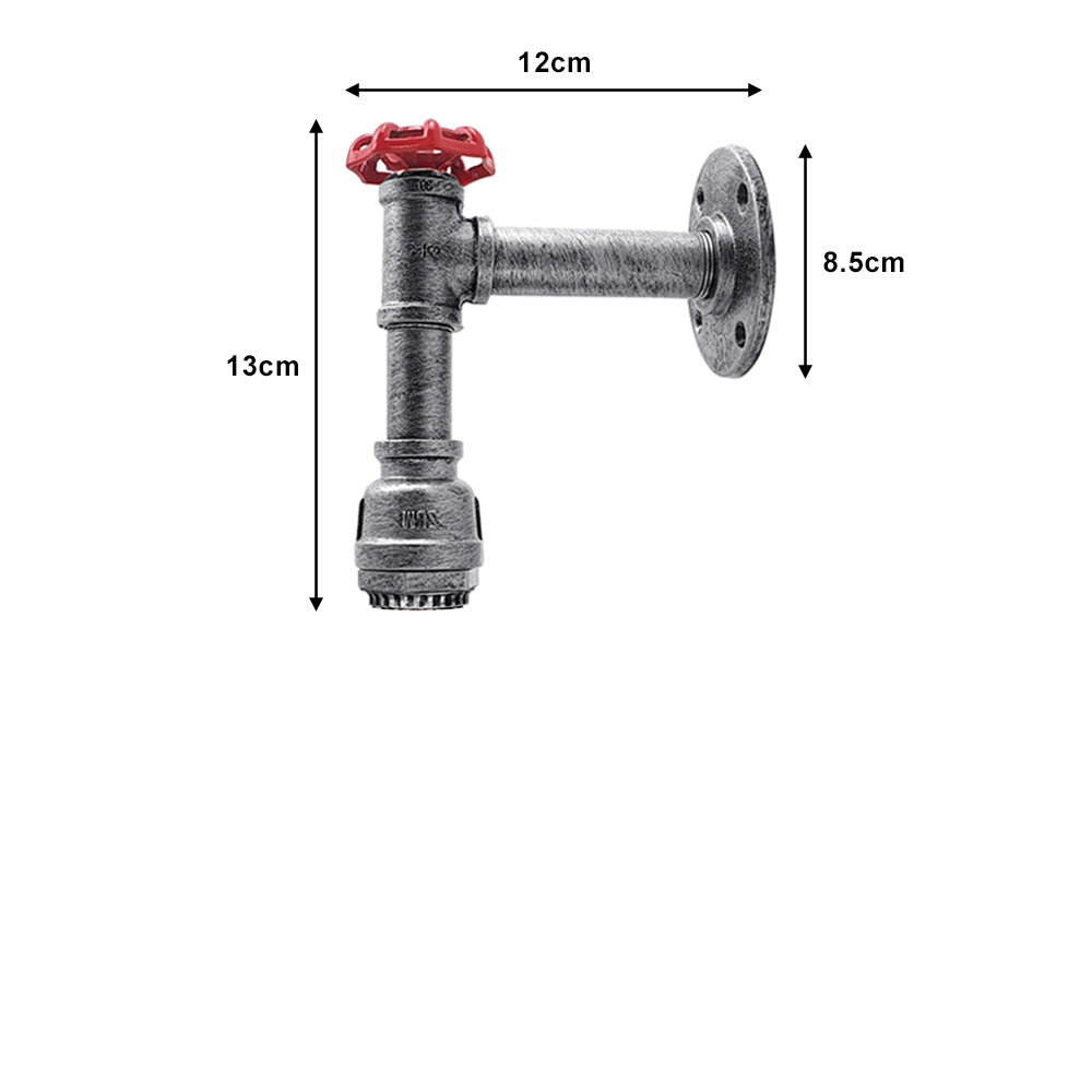 Brushed Silver Steampunk Water Pipe Wall Light - With Bulb
