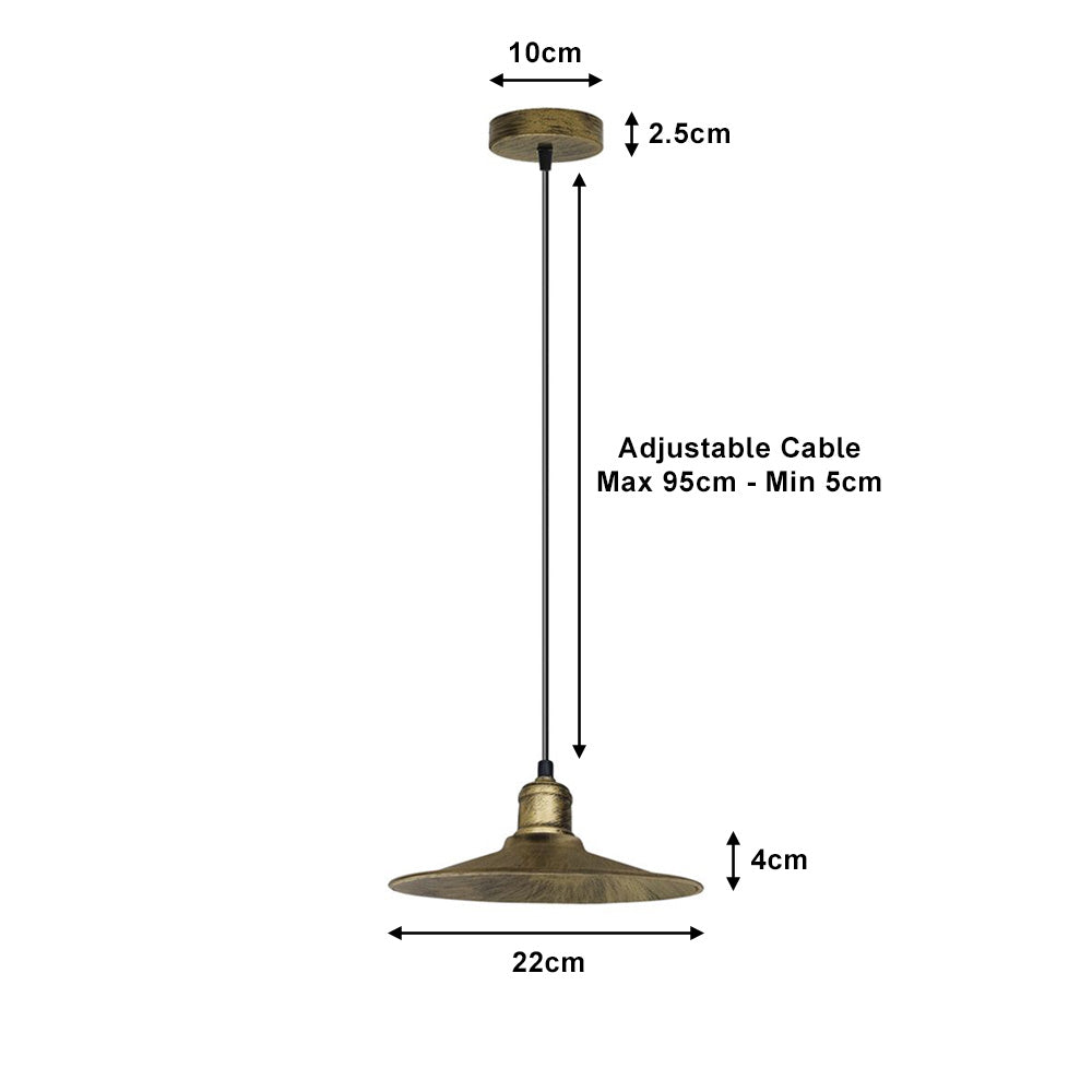 Brushed Brass Vintage Pendant Light - With Bulb