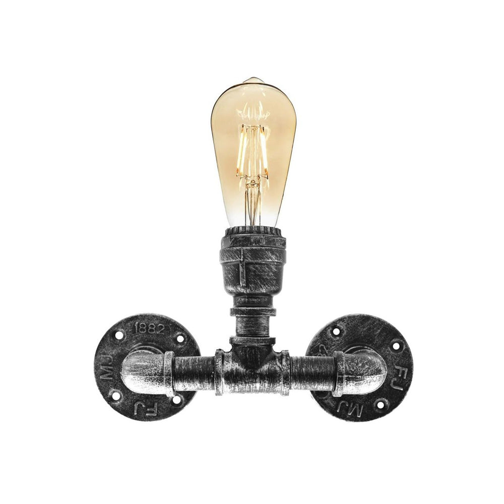 Brushed Silver Vintage Style Steampunk Wall Light - With Bulb