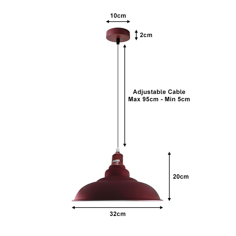 Burgundy Bowl Retro Ceiling Pendant Light