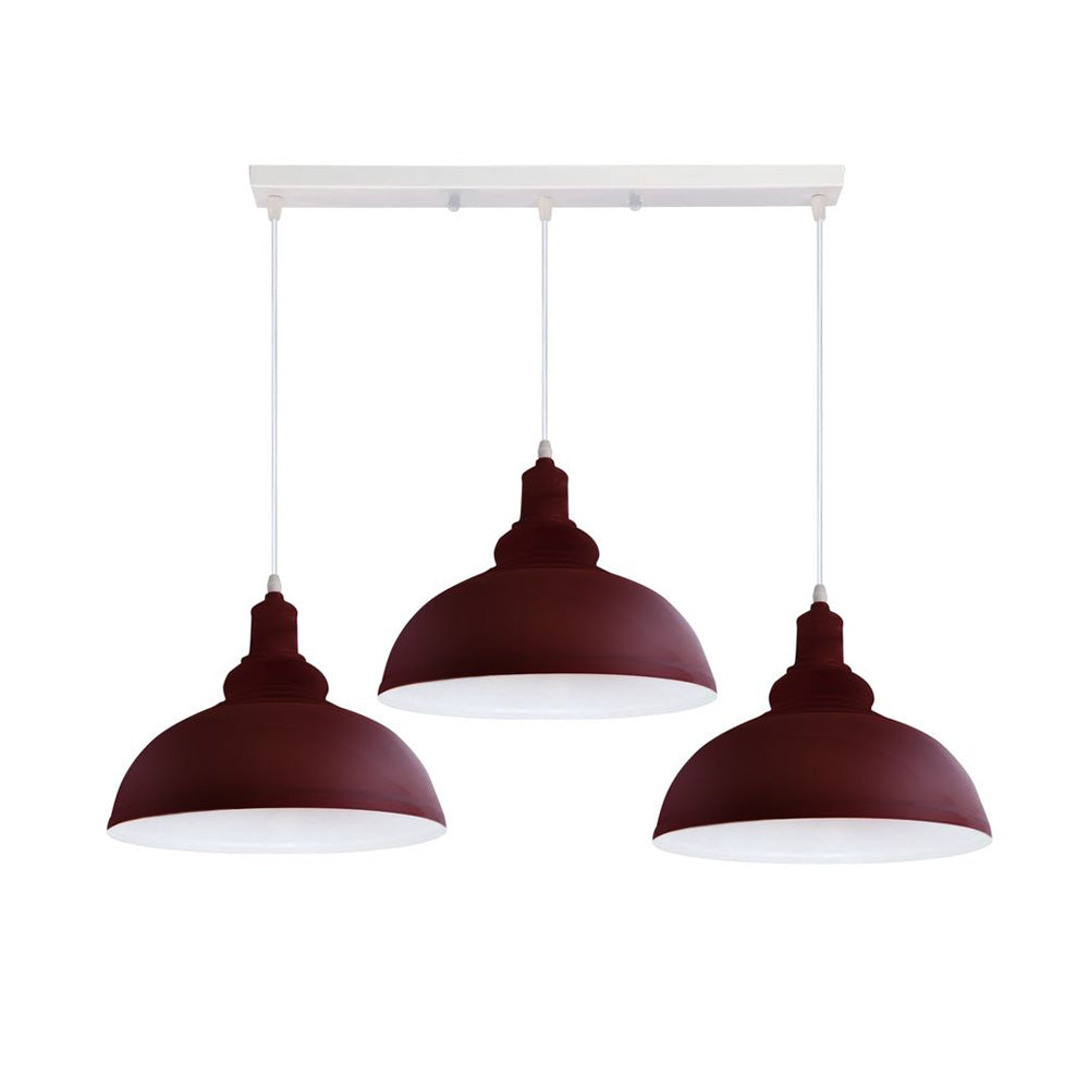 Burgundy Dome Vintage Style 3 Light Pendant