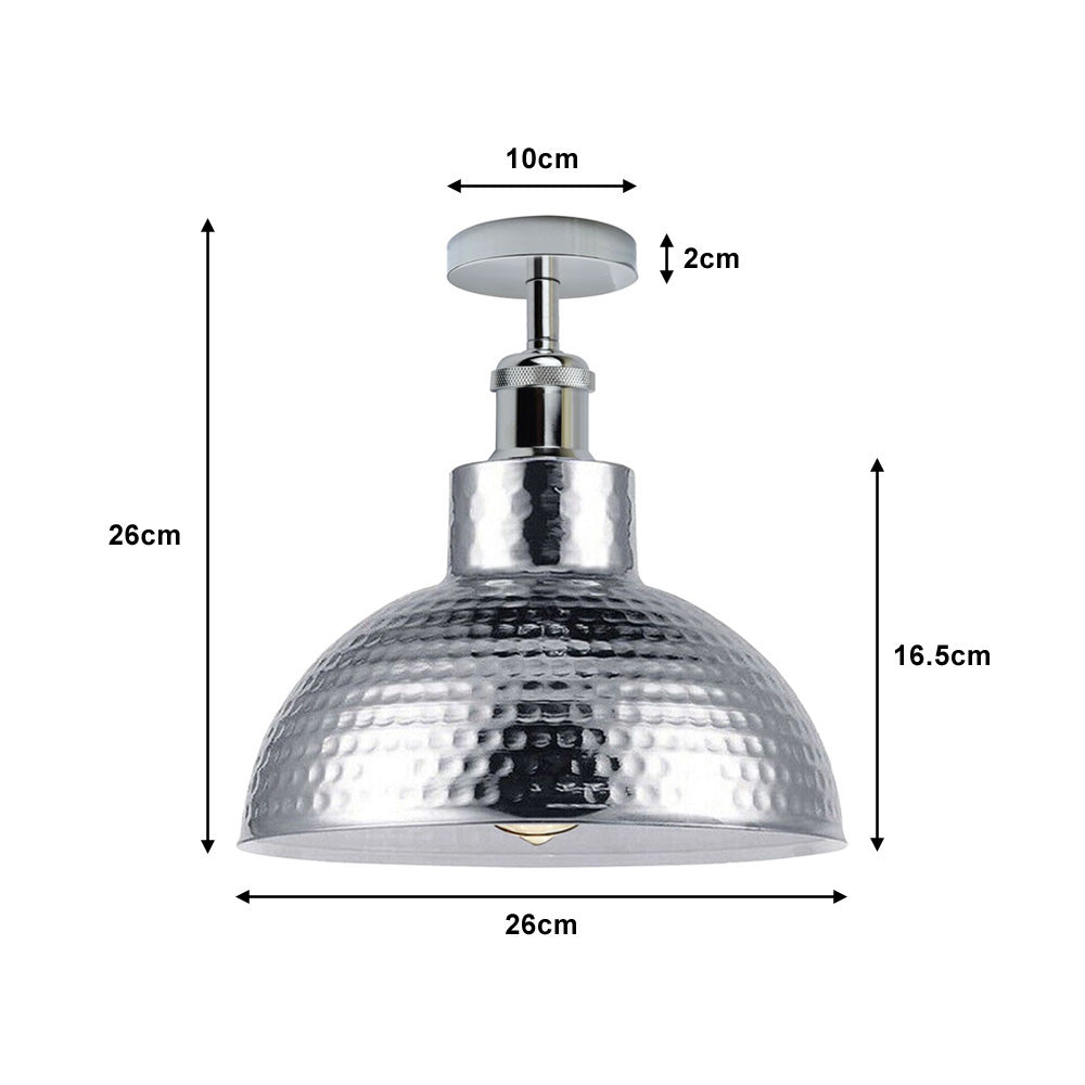 Chrome Dome Vintage Style Flush Ceiling Light - With Bulb