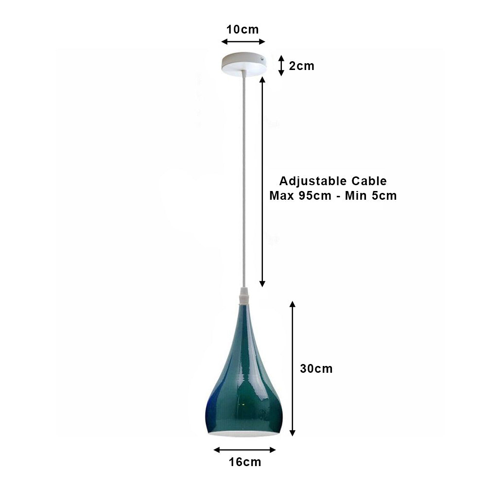 Cyan Blue & White Teardrop Pendant Light