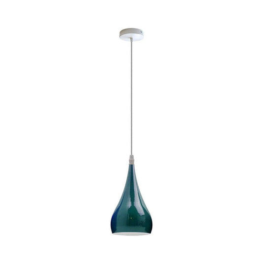 Cyan Blue & White Teardrop Pendant Light