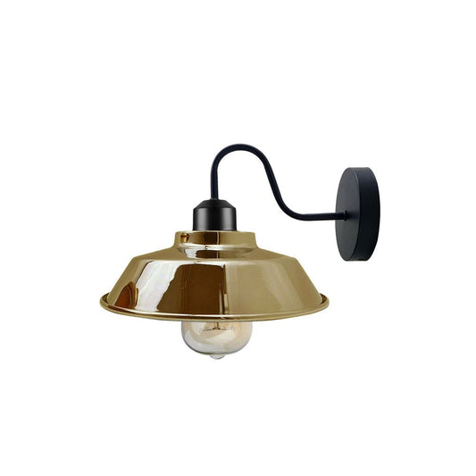 French Gold Bowl Industrial Swan Neck Wall Light