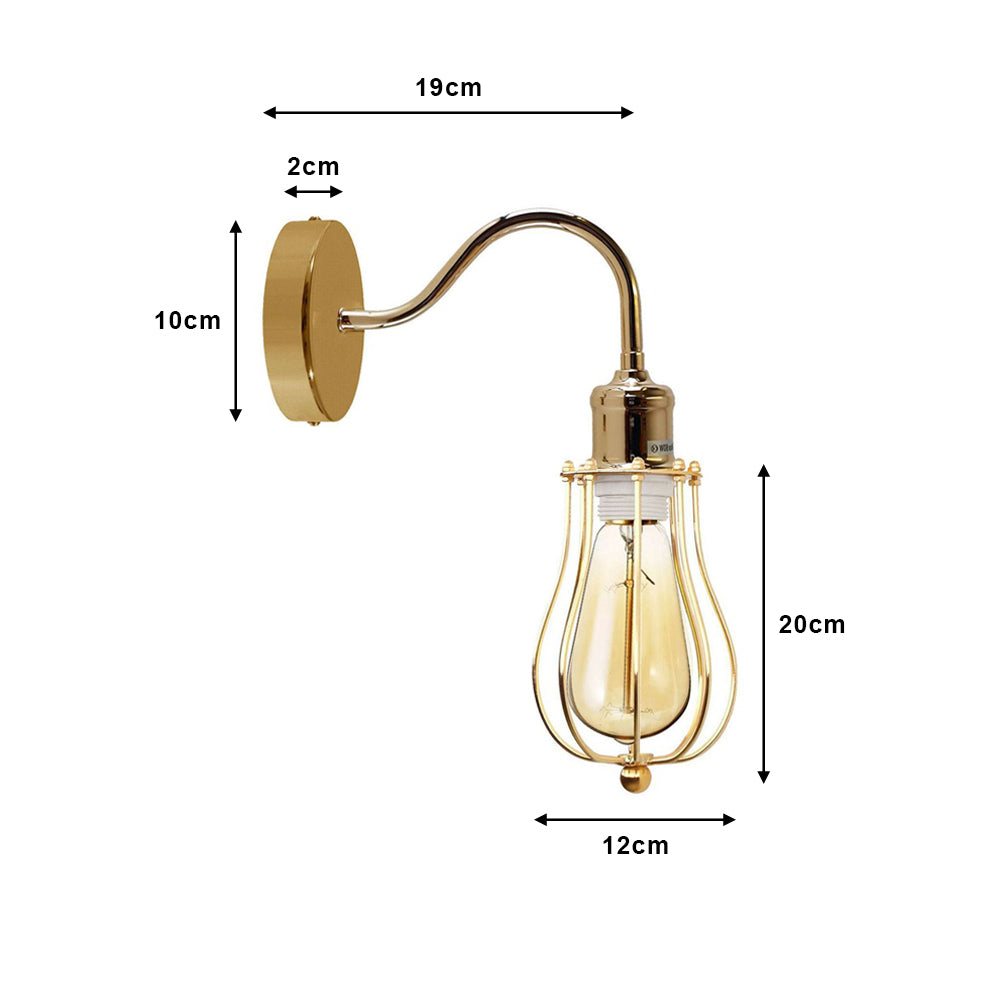French Gold Cage Swan Neck Wall Light
