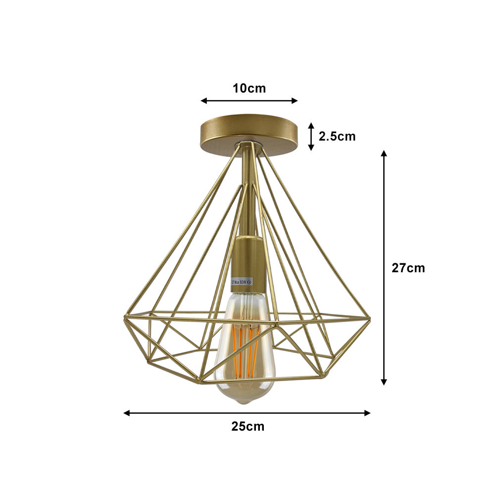 Gold Diamond Cage Ceiling Lights - 2 Pack