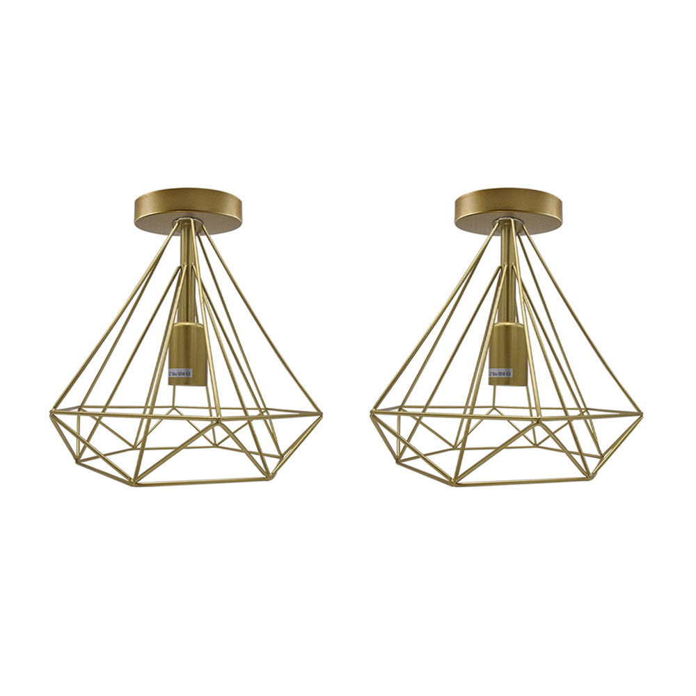 Gold Diamond Cage Ceiling Lights - 2 Pack